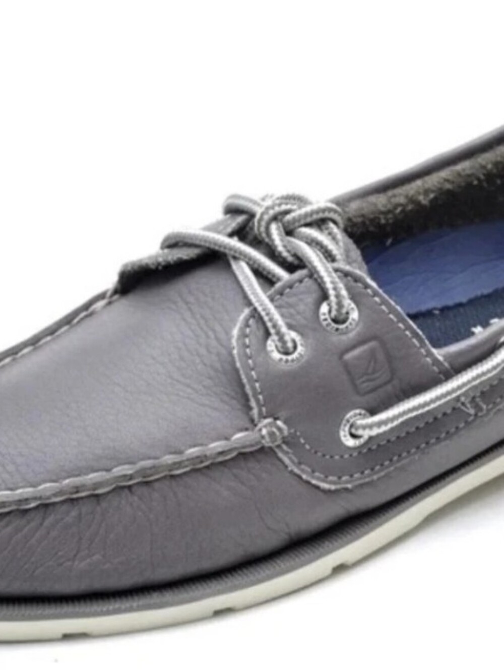 Sperry Top-Sider Leeward 2-Eye Salt Wash Grey Leather Mens Boat Shoe Size 13 NEW